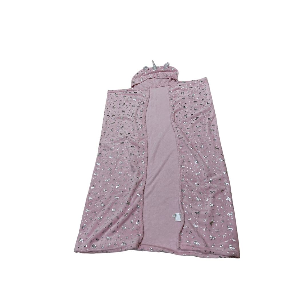 Claire’s pink plush soft unicorn hooded blanket nwot 50x60 without the hood